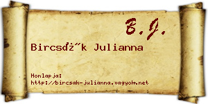 Bircsák Julianna névjegykártya